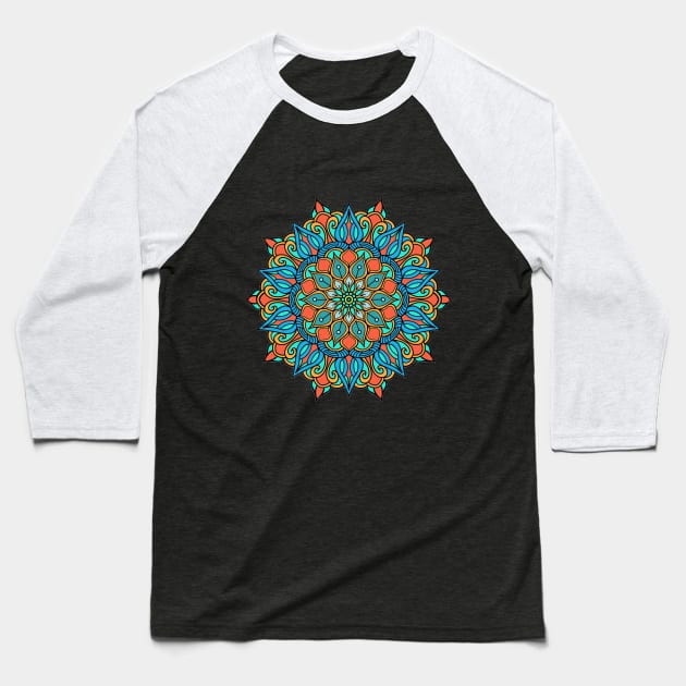 Colorful Yoga Mandala, Zen and anti-stress Baseball T-Shirt by Rabie